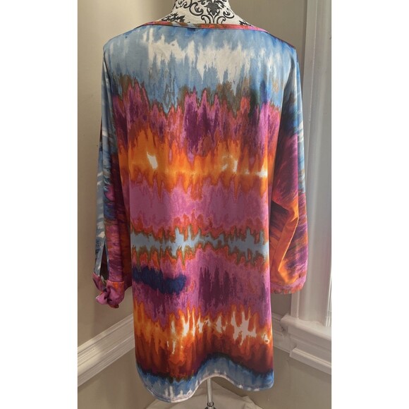 Pure Essence Tunic Top Size XL Soft Knit Multicolor Art To Wear Artsy Mod - Picture 5 of 13